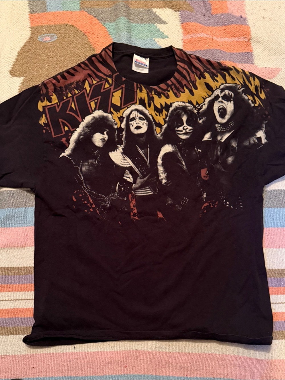 Vintage Rare Kiss Rock Flame Ace Frehley Y2K T Shirt Size XL